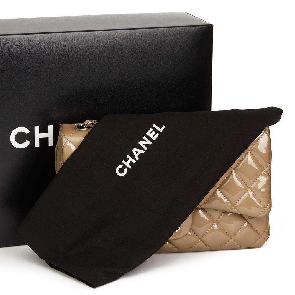 2014 Chanel Taupe Quilted Patent & Lambskin Leather Accordion Single Flap Bag 4