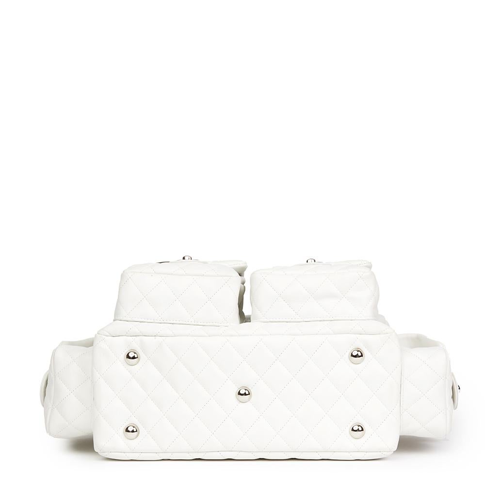 Women's 2004 Chanel White Quilted Calfskin Leather Reporter Cambon