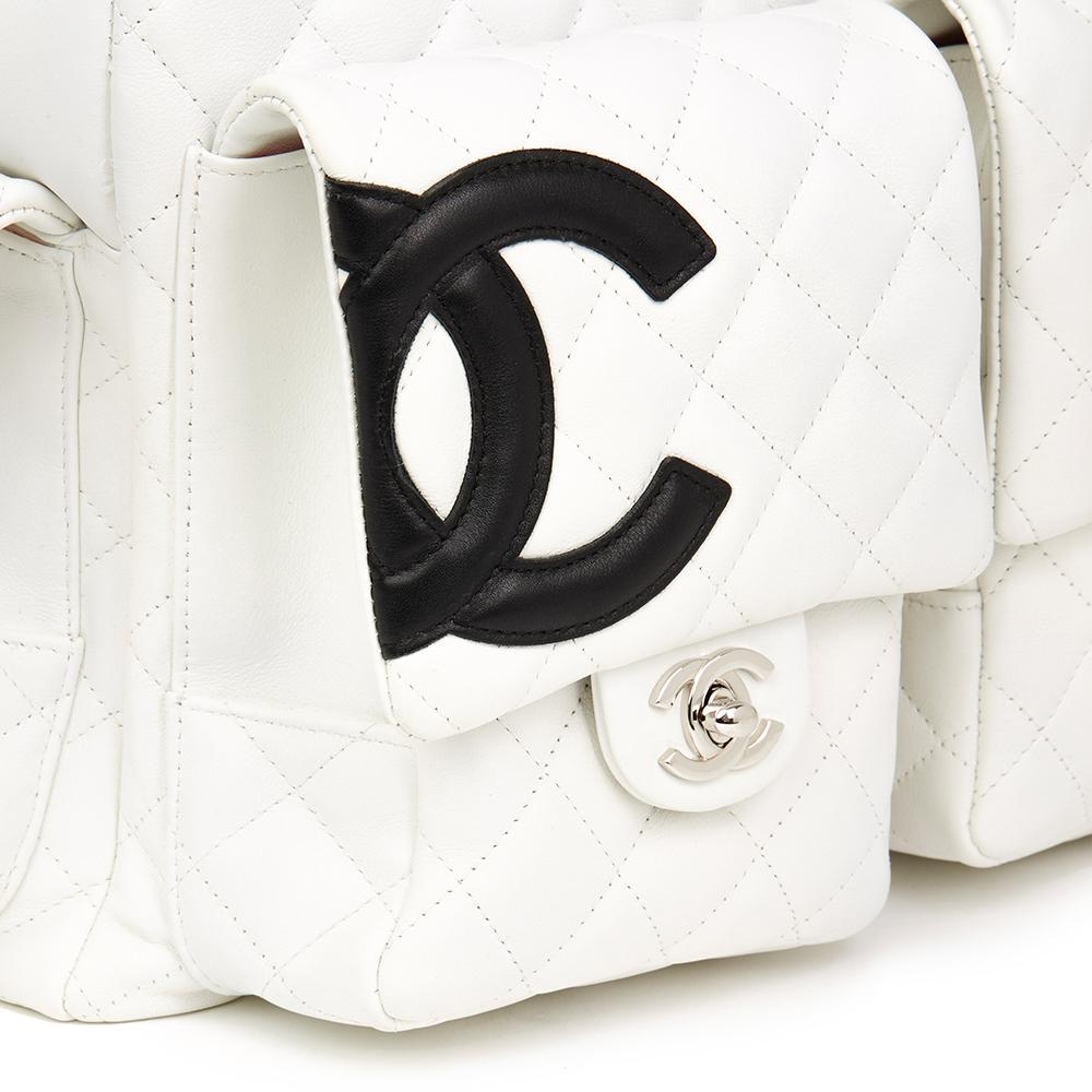 2004 Chanel White Quilted Calfskin Leather Reporter Cambon 1