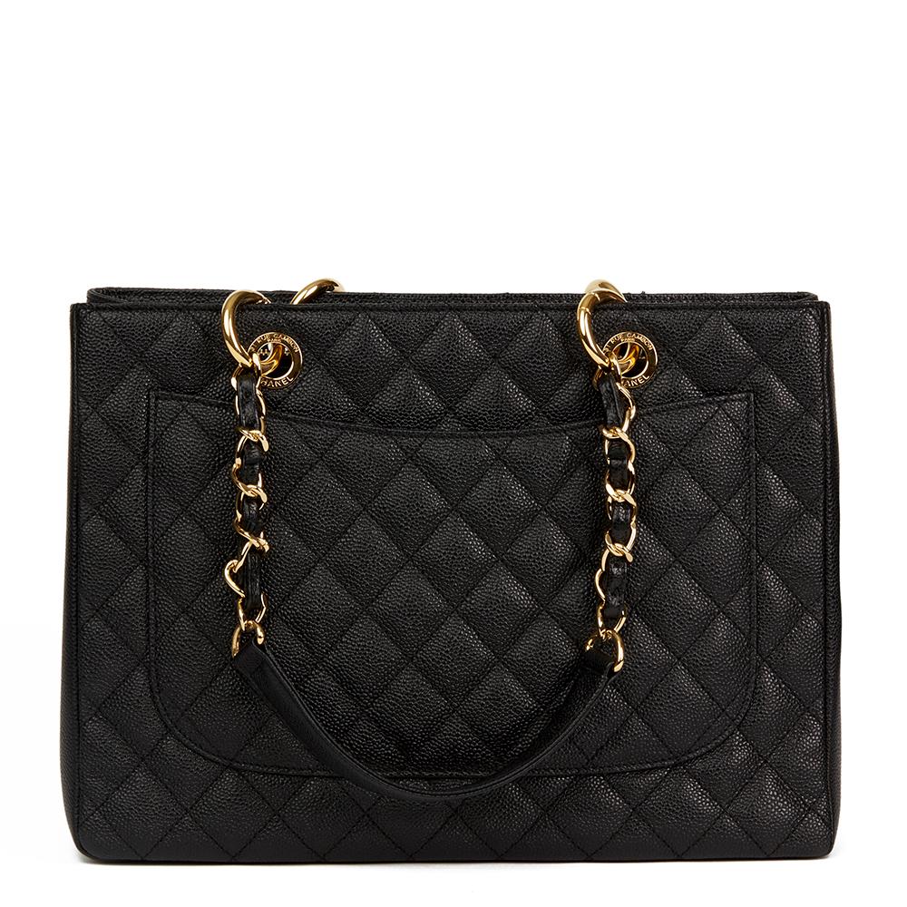 Women's 2014 Chanel Black Quilted Caviar Leather Grand Shopping Tote
