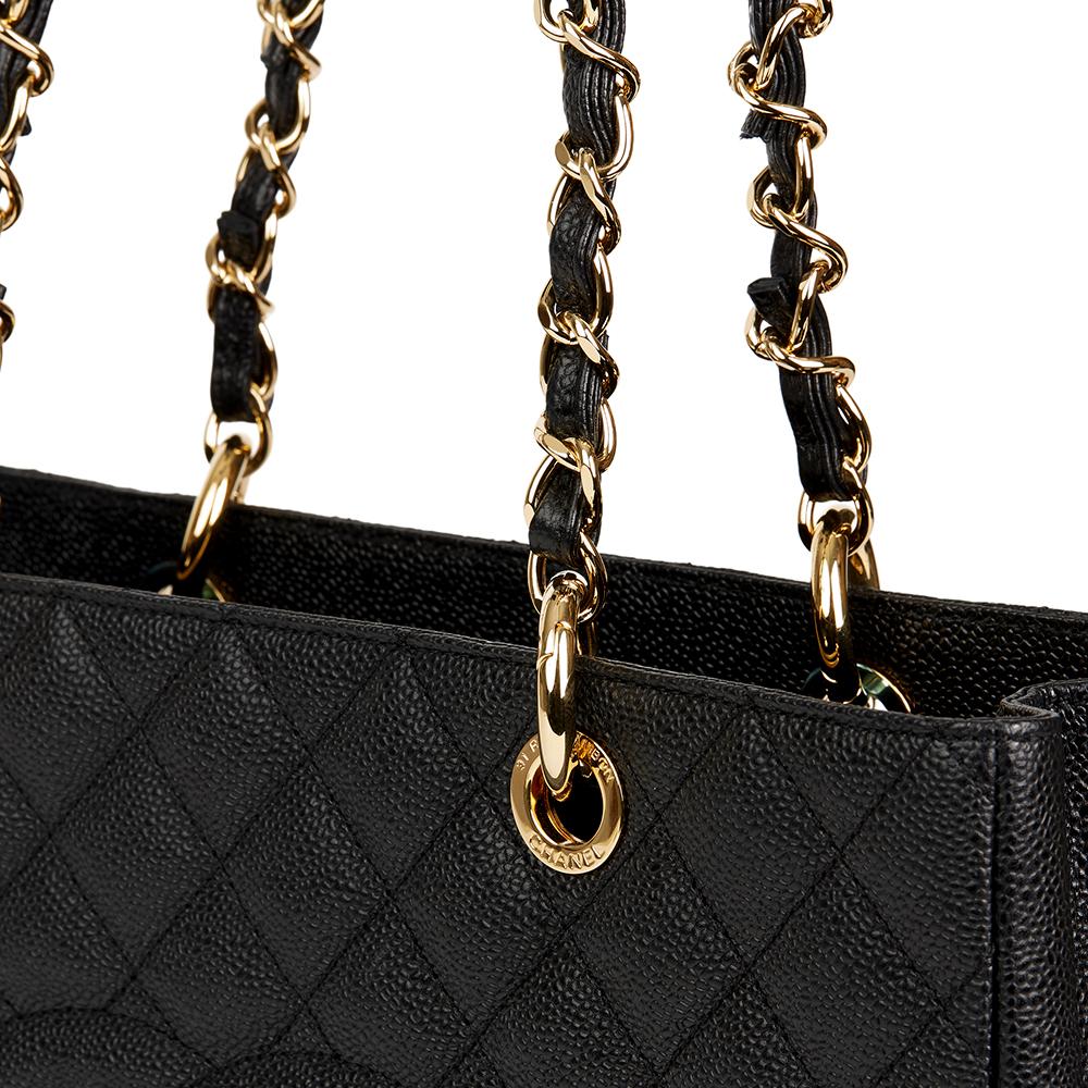 2014 Chanel Black Quilted Caviar Leather Grand Shopping Tote 3