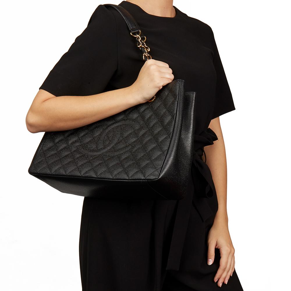 2014 Chanel Black Quilted Caviar Leather Grand Shopping Tote 8