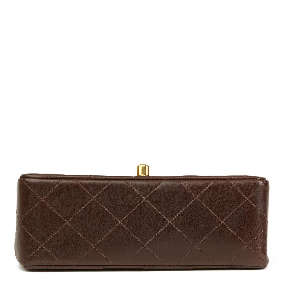 Women's 1993 Chanel Chocolate Brown Quilted Lambskin Vintage Mini Flap Bag