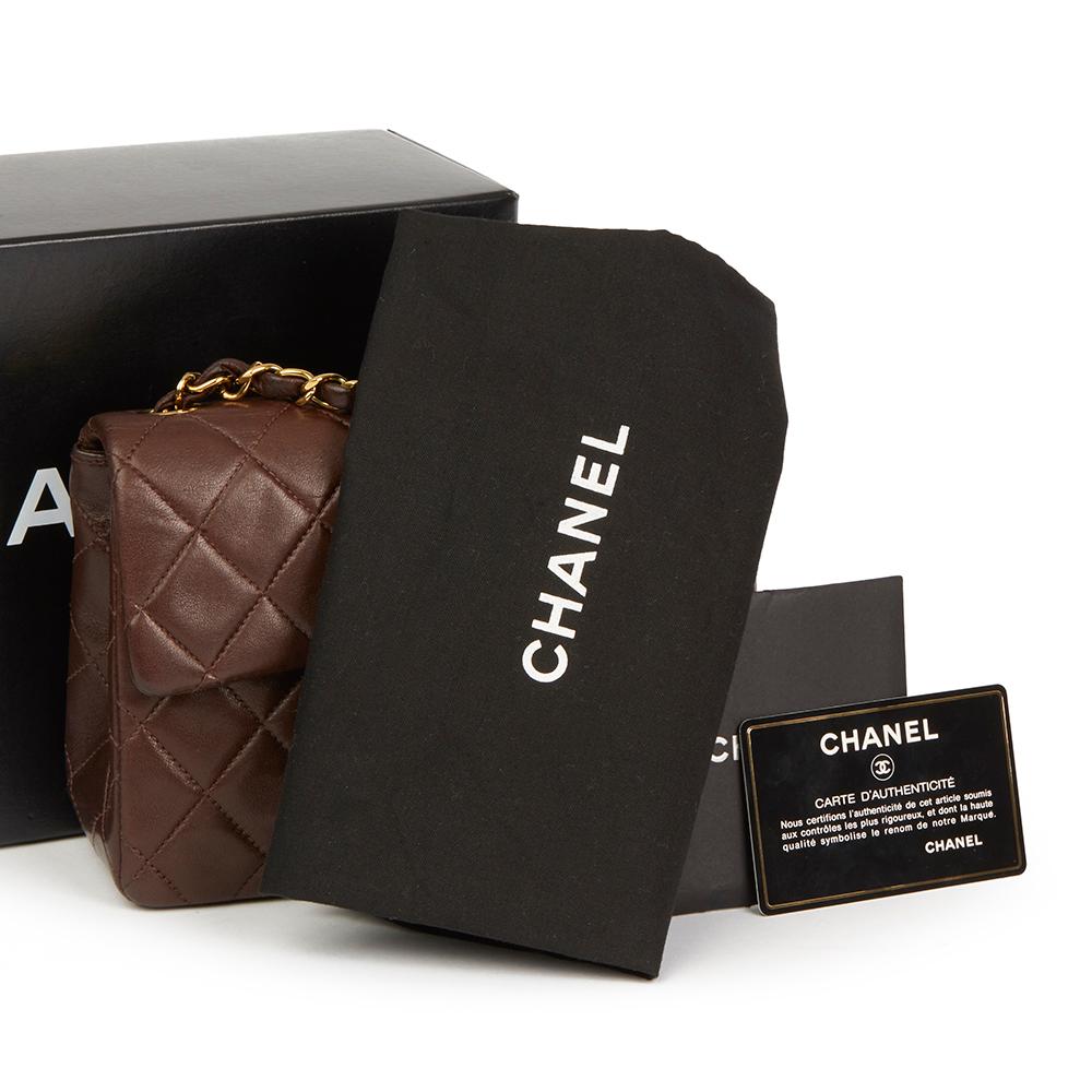 1993 Chanel Chocolate Brown Quilted Lambskin Vintage Mini Flap Bag 6