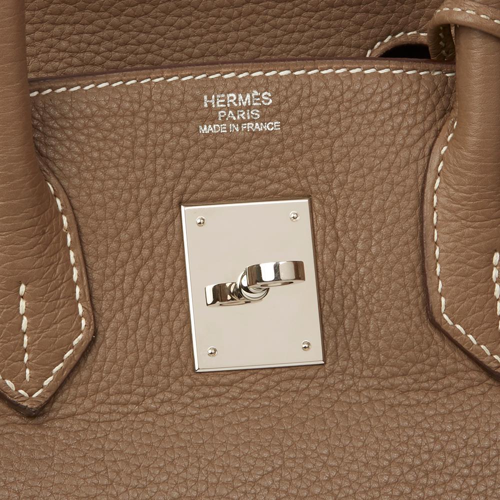 2008 Hermes Etoupe Togo Leather Birkin 30cm 2