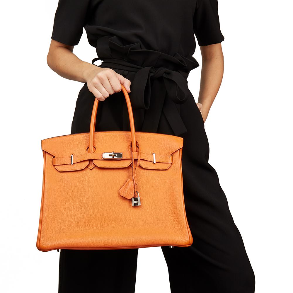 2007 Hermes Orange H Togo Leather Birkin 35cm 7
