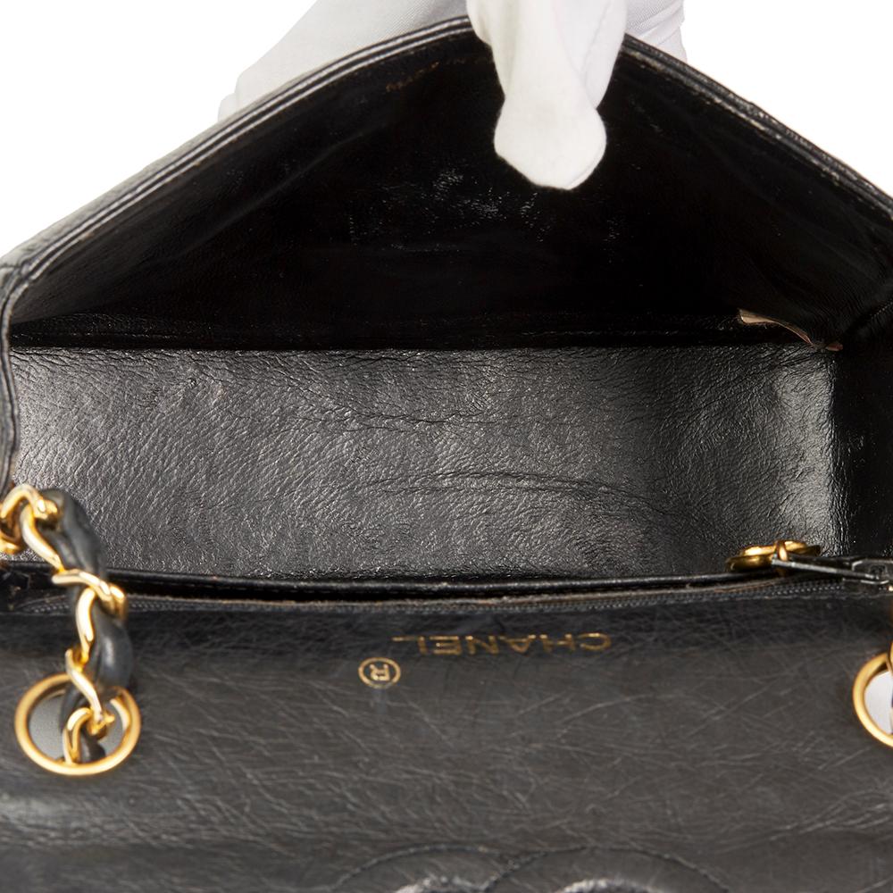 1987 Chanel Black Ostrich Leather Vintage Mini Flap Bag 3