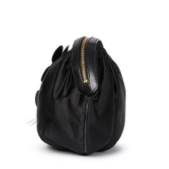 2004 Chanel Black Satin Four Leaf Clover Timeless Wristlet Clutch
