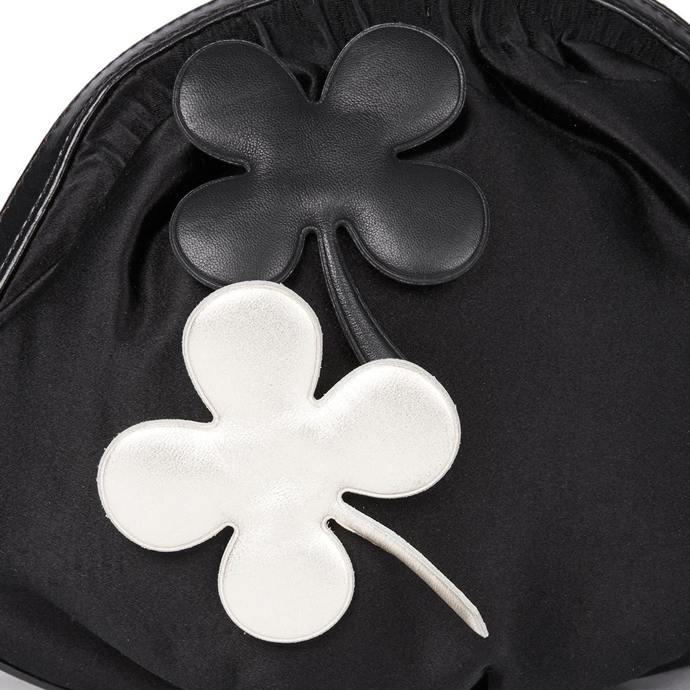 Women's 2004 Chanel Black Satin Four Leaf Clover Timeless Wristlet Clutch