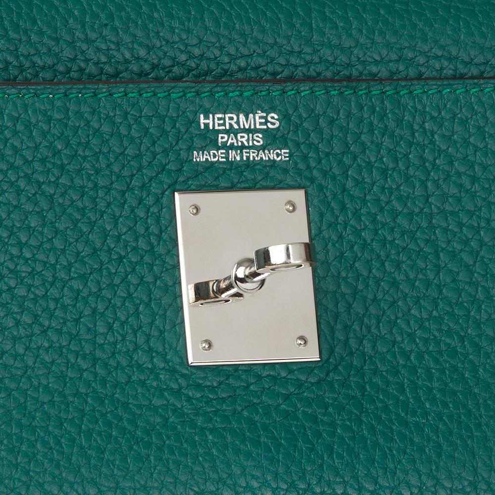 2013 Hermes Malachite Clemence Leather Kelly 35cm Retourne 2