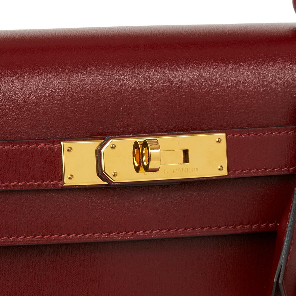 2013 Hermes Rouge H Box Calf Leather Kelly 35cm Sellier In Good Condition In Bishop's Stortford, Hertfordshire