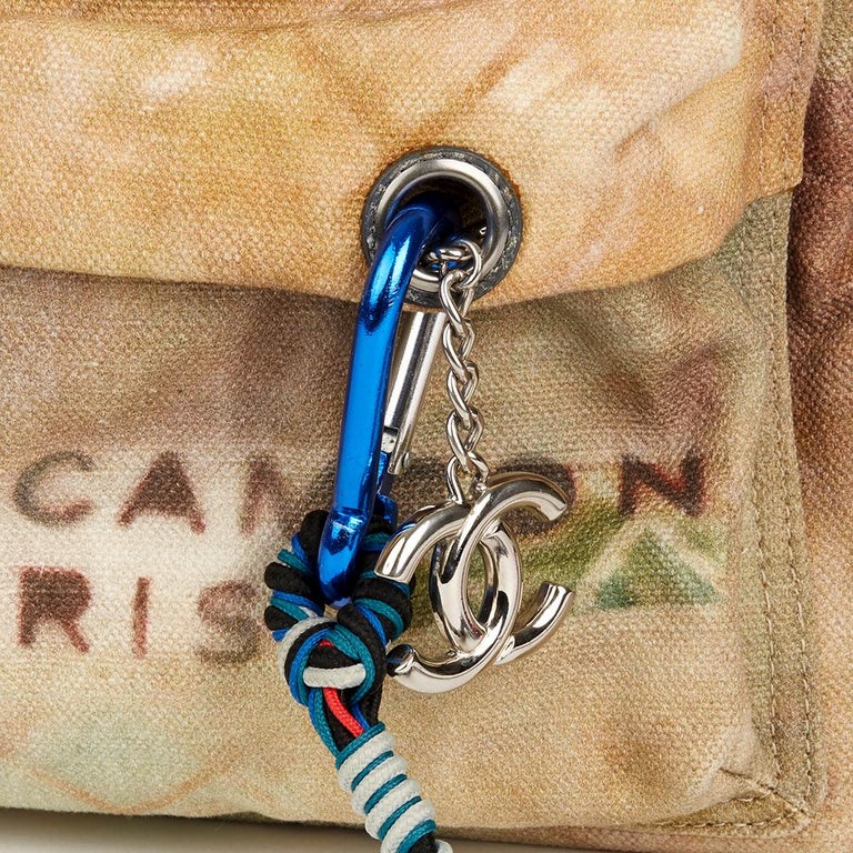 2014 Chanel Beige Painted Canvas Medium Graffiti Backpack at