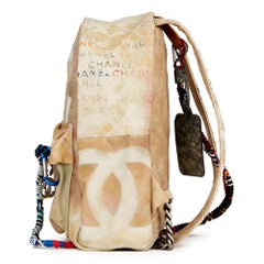 2014 Chanel Beige Painted Canvas Medium Graffiti Backpack