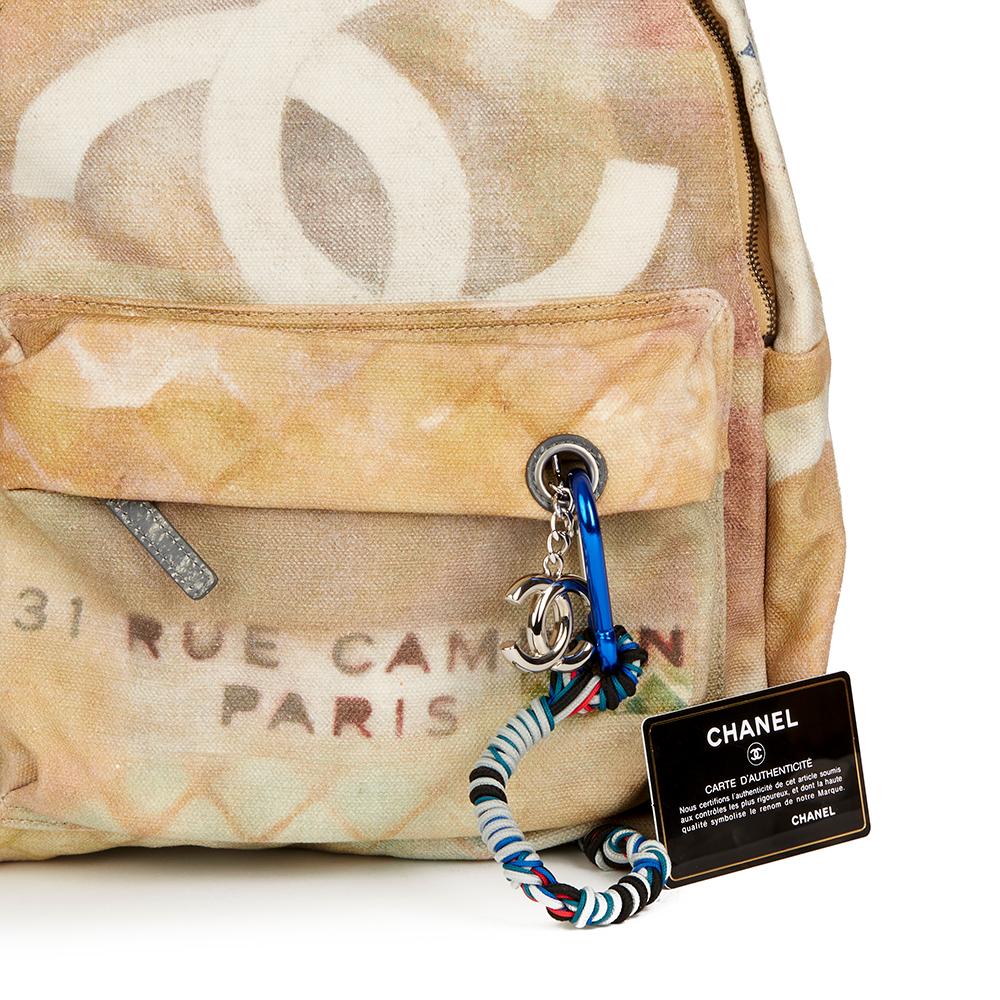 2014 Chanel Beige Painted Canvas Medium Graffiti Backpack  4