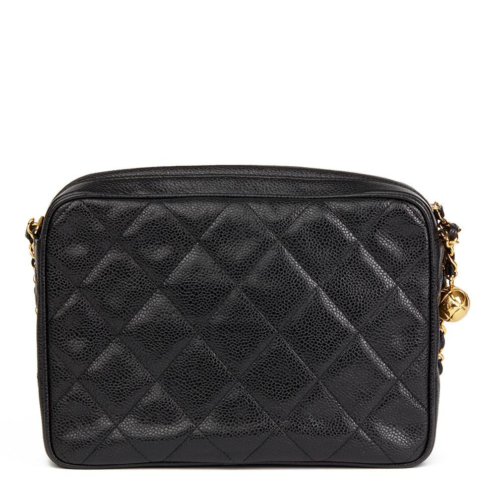 Women's 1994 Chanel Chanel Black Quilted Caviar Leather Vintage Camera Bag