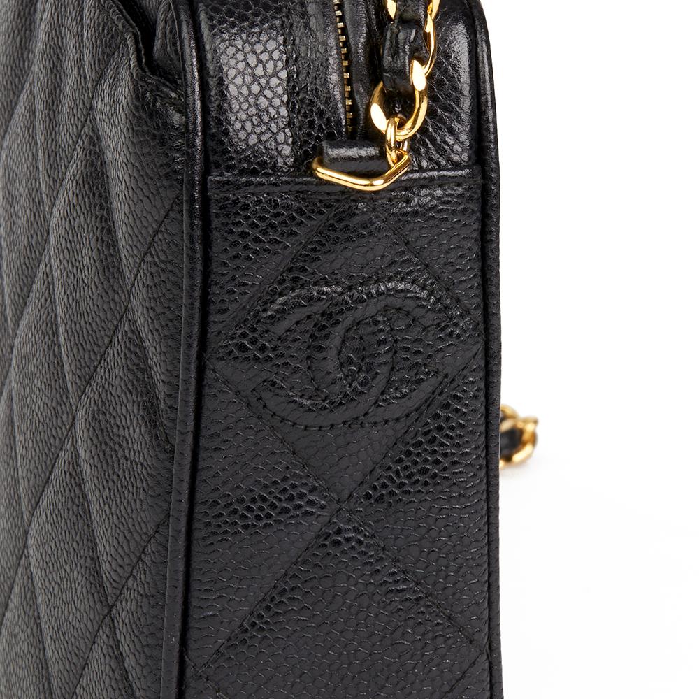 1994 Chanel Chanel Black Quilted Caviar Leather Vintage Camera Bag 2