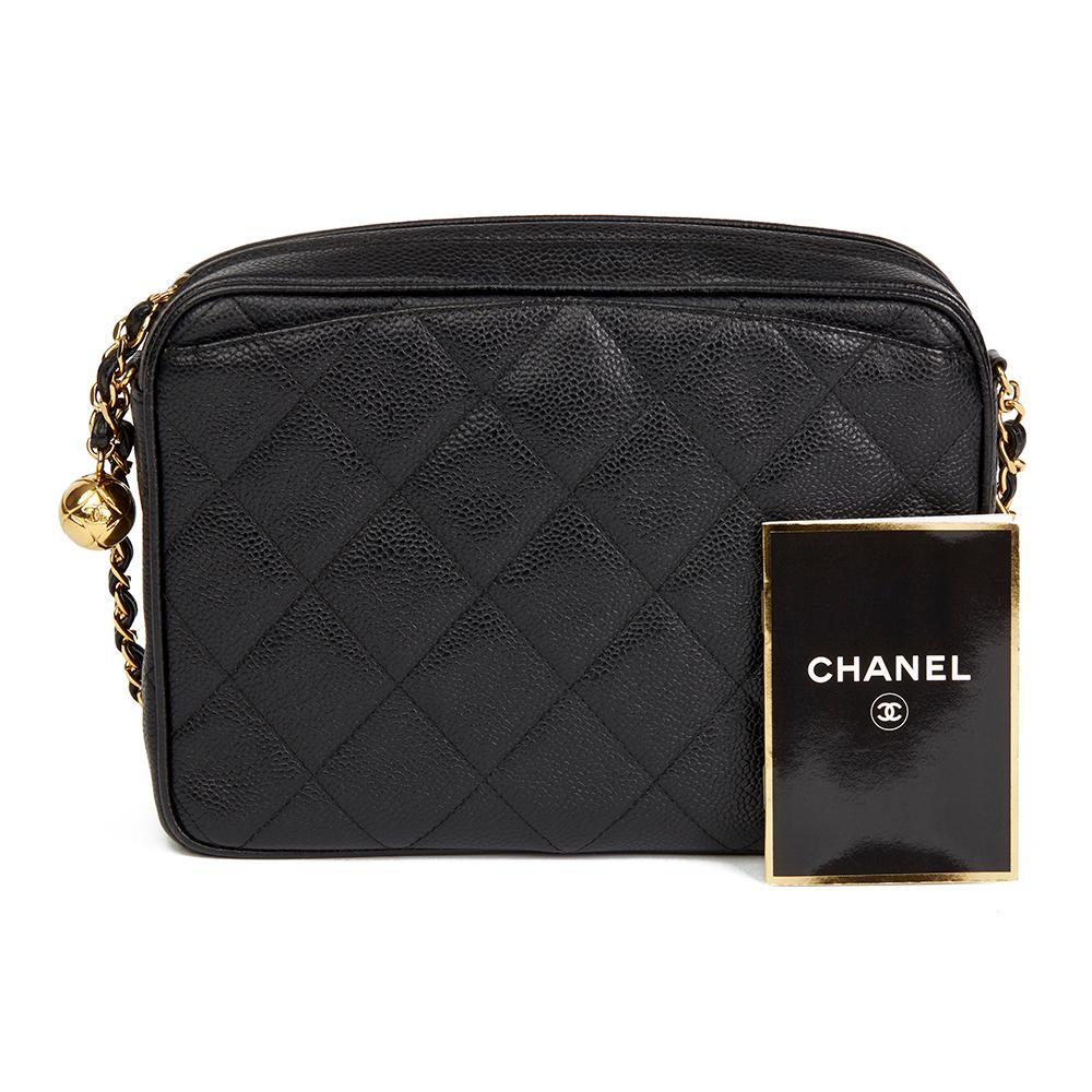 1994 Chanel Chanel Black Quilted Caviar Leather Vintage Camera Bag 7