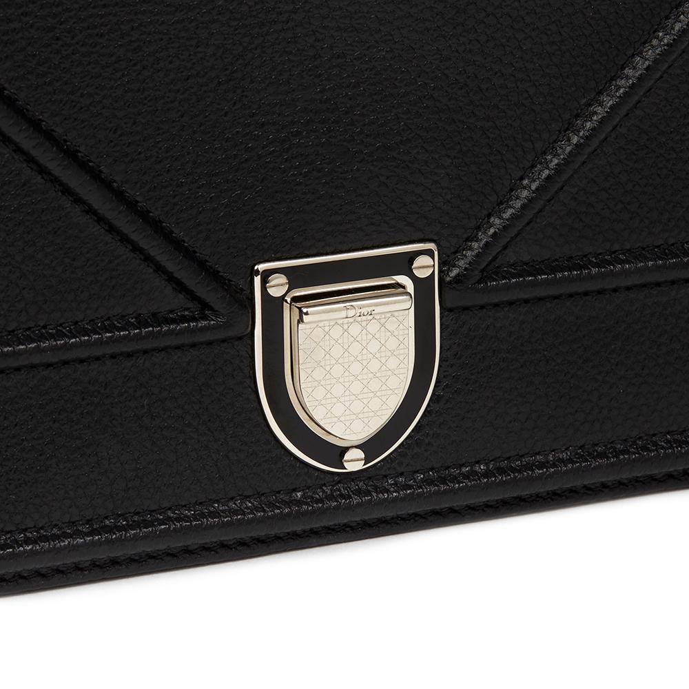 2015 Christian Dior Black Grained Calfskin Leather Small Diorama Flap Bag In Excellent Condition In Bishop's Stortford, Hertfordshire