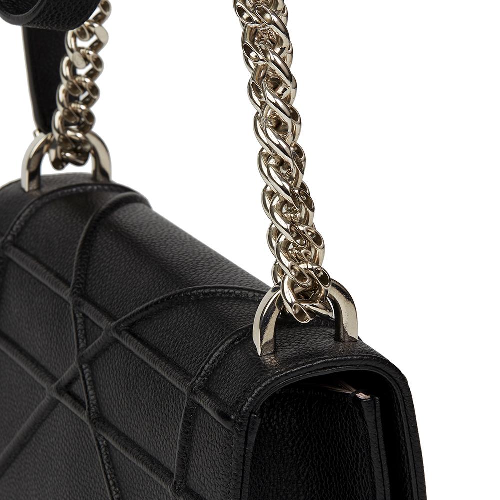 Women's 2015 Christian Dior Black Grained Calfskin Leather Small Diorama Flap Bag