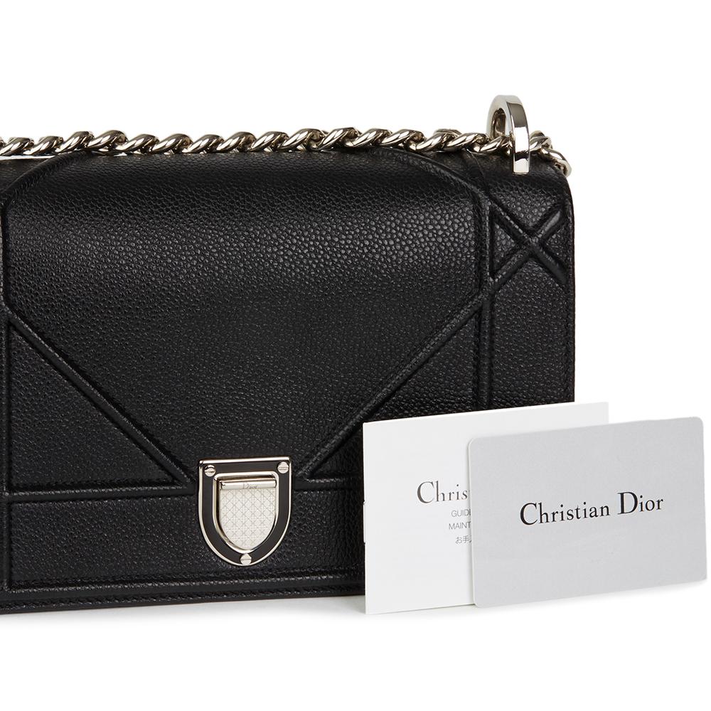 2015 Christian Dior Black Grained Calfskin Leather Small Diorama Flap Bag 4