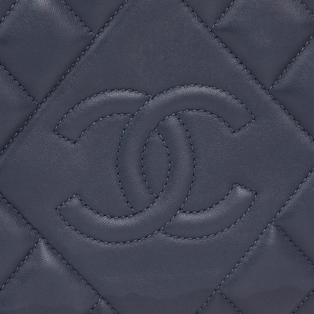 2014 Chanel Dark Blue Quilted Lambskin Diamond CC Camera Bag 1