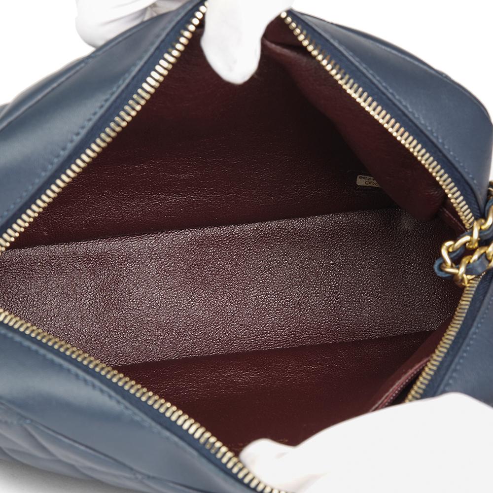 2014 Chanel Dark Blue Quilted Lambskin Diamond CC Camera Bag 5