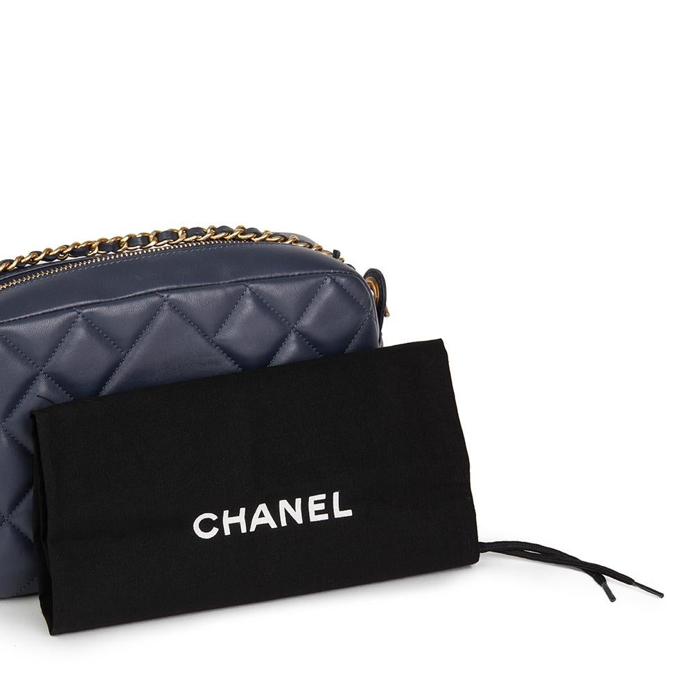 2014 Chanel Dark Blue Quilted Lambskin Diamond CC Camera Bag 6