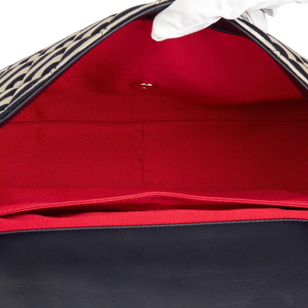 2014 Striped Jersey & Navy Lambskin Coco Sailor Jumbo Classic Single Flap Bag 3