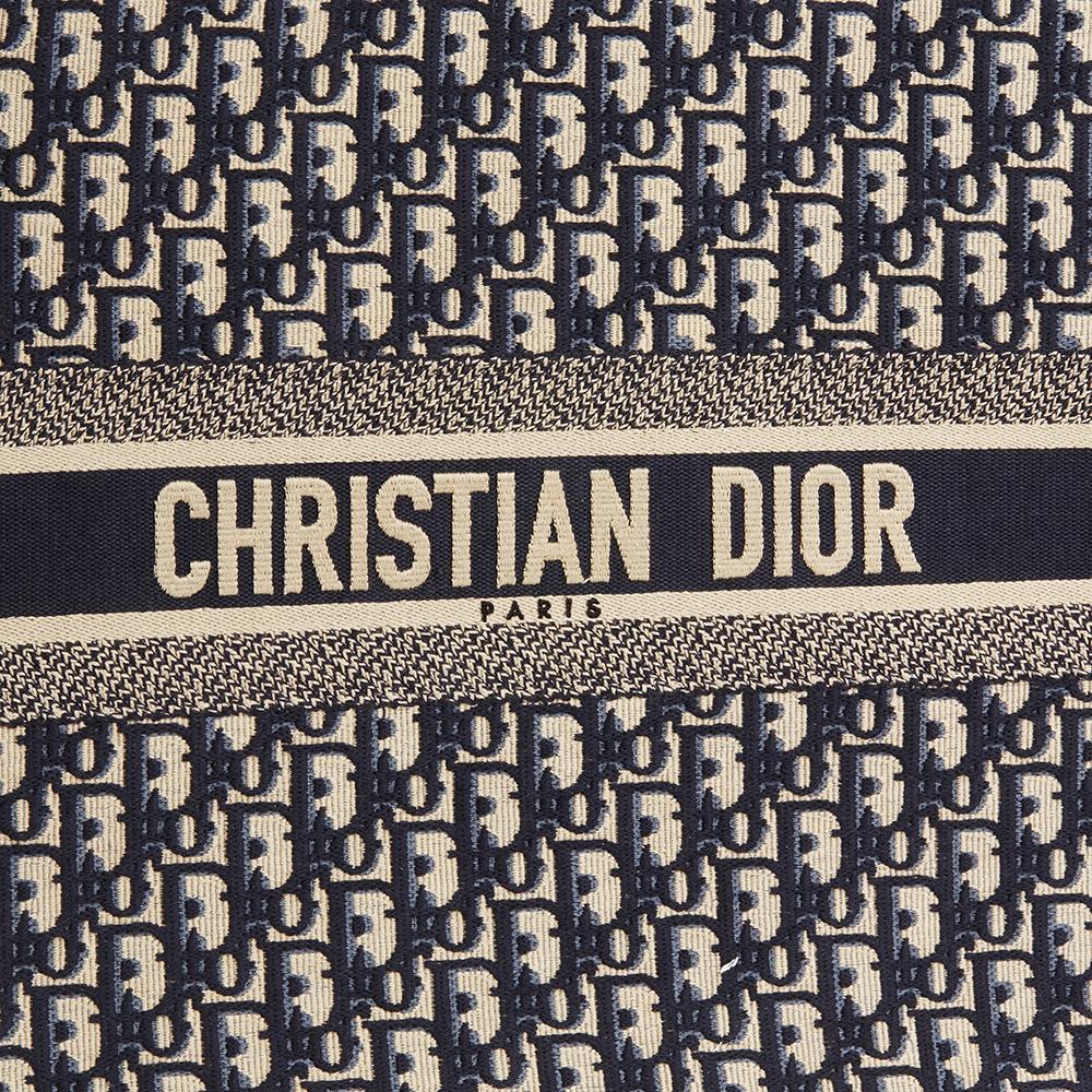 Black 2018 Christian Dior Blue Oblique Monogram Canvas Book Tote