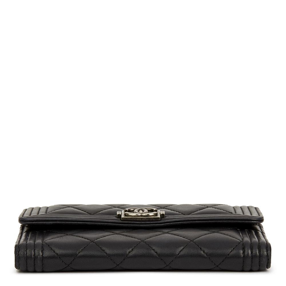 2014 Chanel Black Quilted Lambskin Boy Flap Wallet 1
