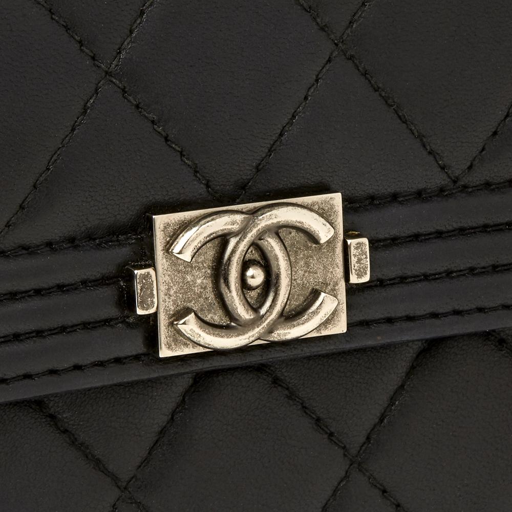2014 Chanel Black Quilted Lambskin Boy Flap Wallet 2