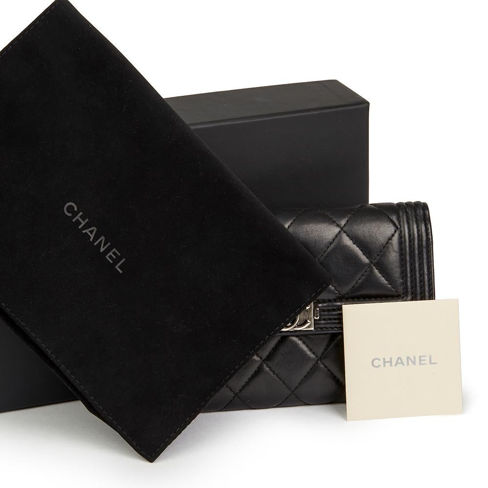 2014 Chanel Black Quilted Lambskin Boy Flap Wallet 7