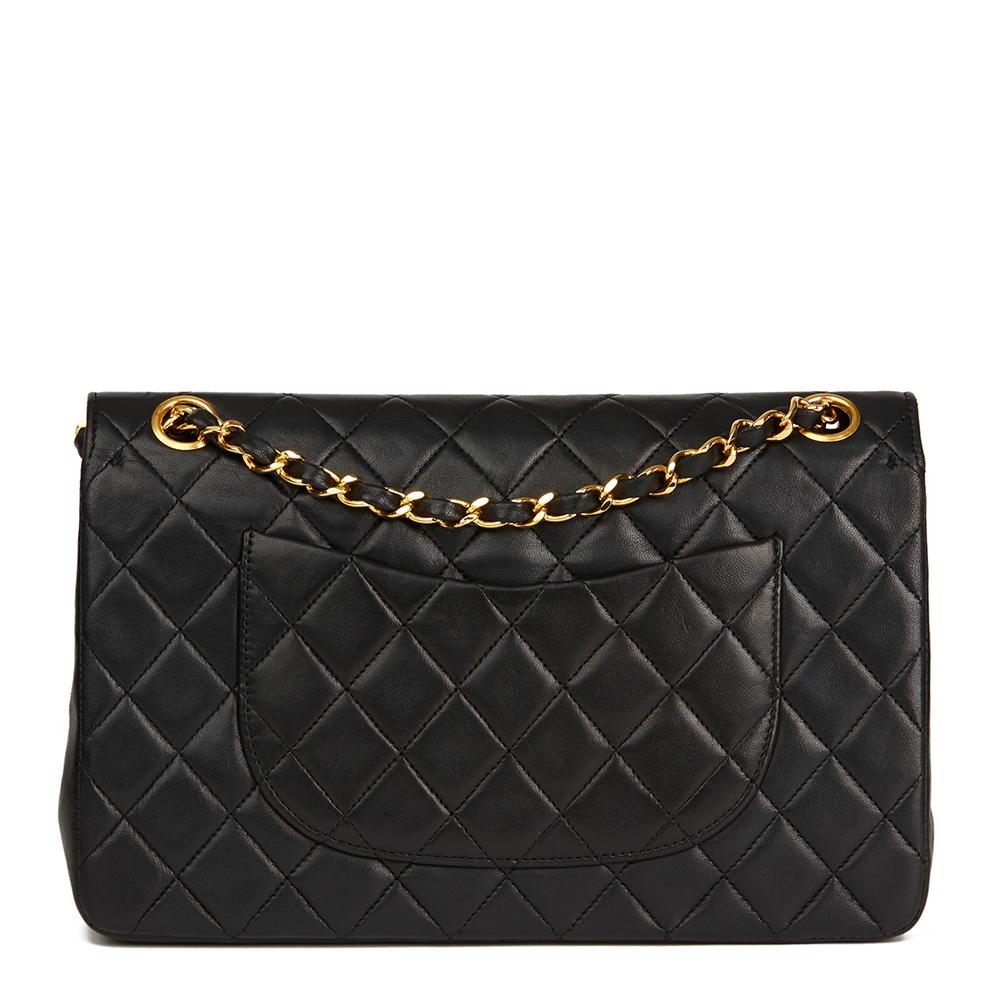 Women's 1992 Chanel Black Quilted Lambskin Vintage Medium Classic Double Flap Bag