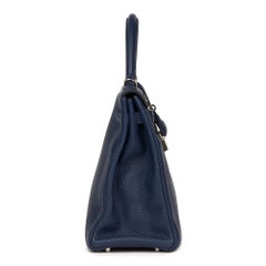 2014 Hermes Bleu Saphir Togo Leather Kelly 35cm Retourne