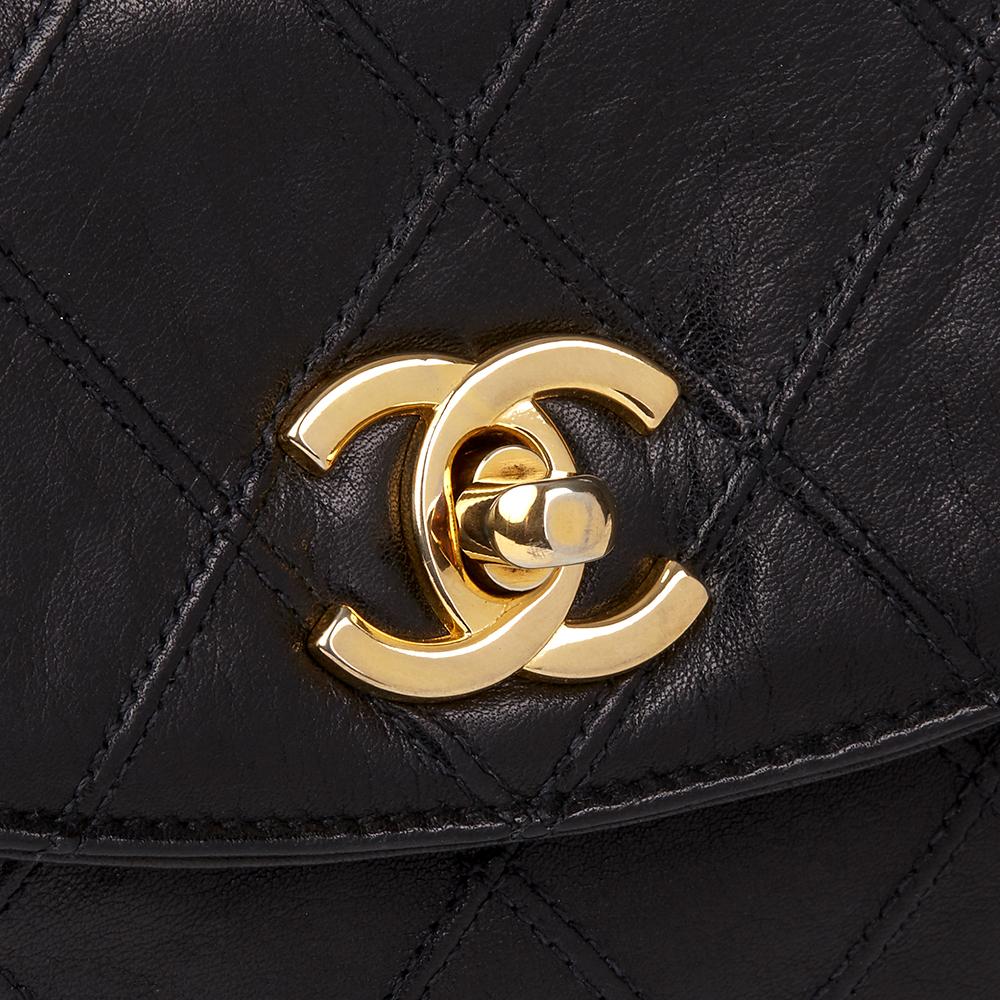 1990 Chanel Black Quilted Lambskin Vintage Classic Belt Bag 2