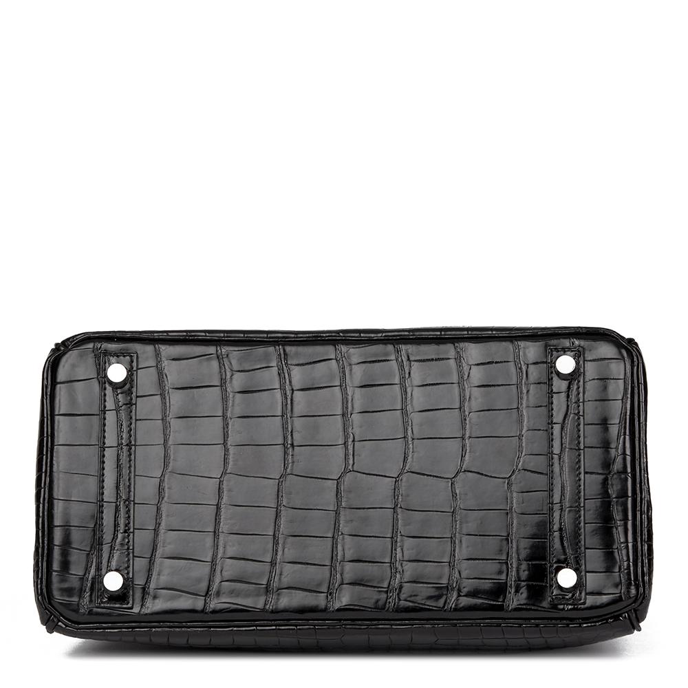 2010 Hermès Black Shiny Porosus Crocodile Leather Birkin 30cm 1