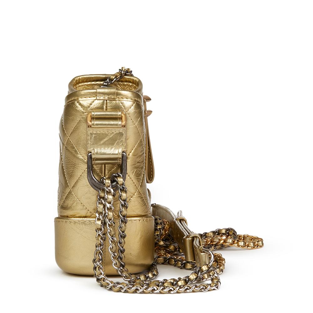 CHANEL
Gold Quilted Metallic Aged Calfskin Leather Small Gabrielle Hobo Bag

Reference: HB2332
Serial Number: 25056455
Age (Circa): 2018
Accompanied By: Chanel Dust Bag, Authenticity Card
Authenticity Details: Serial Sticker, Authenticity Card (Made