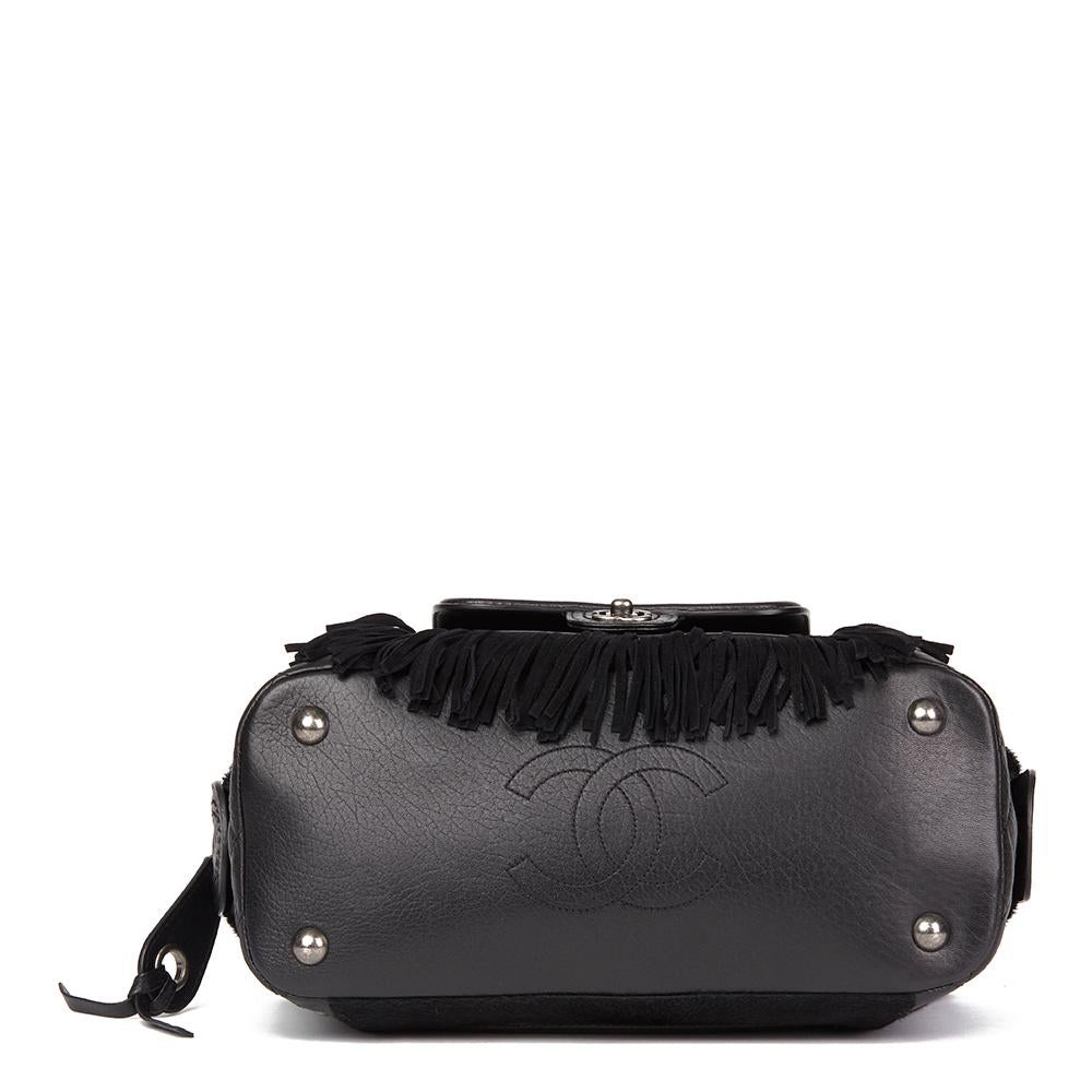 2014 Chanel Black Quilted Calfskin, Suede & Pony Fur Paris-Dallas Boston Bag 1