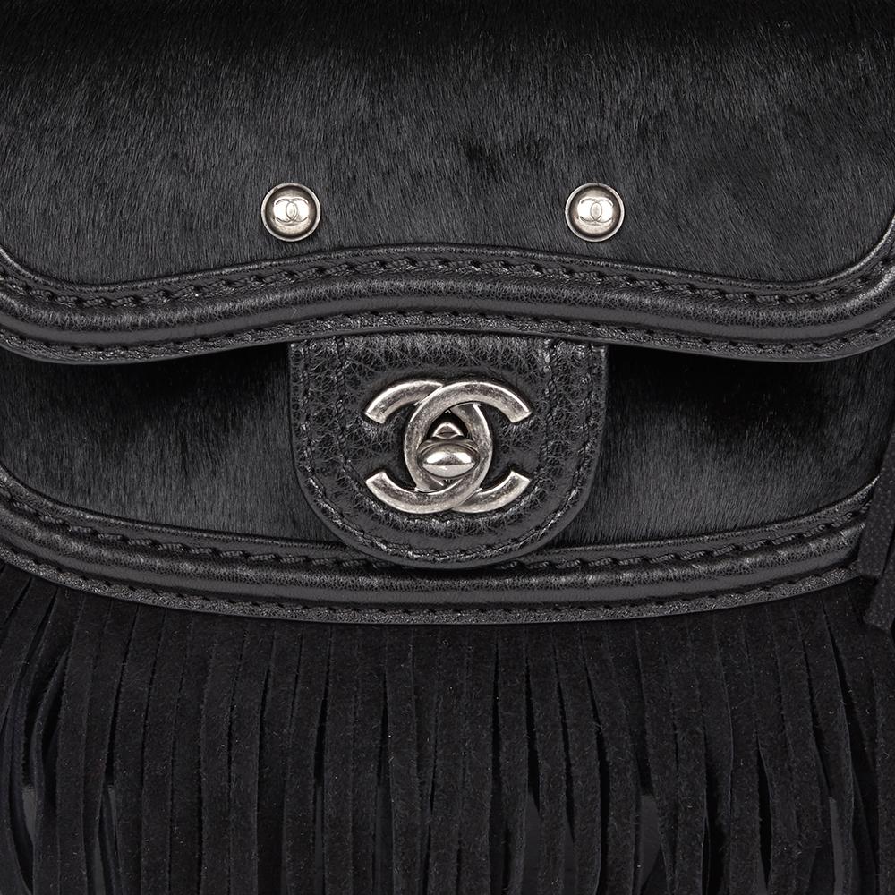 2014 Chanel Black Quilted Calfskin, Suede & Pony Fur Paris-Dallas Boston Bag 3