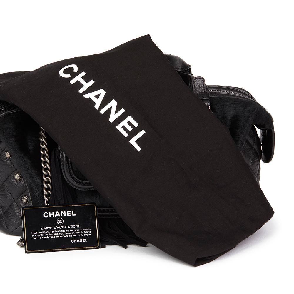 2014 Chanel Black Quilted Calfskin, Suede & Pony Fur Paris-Dallas Boston Bag 7