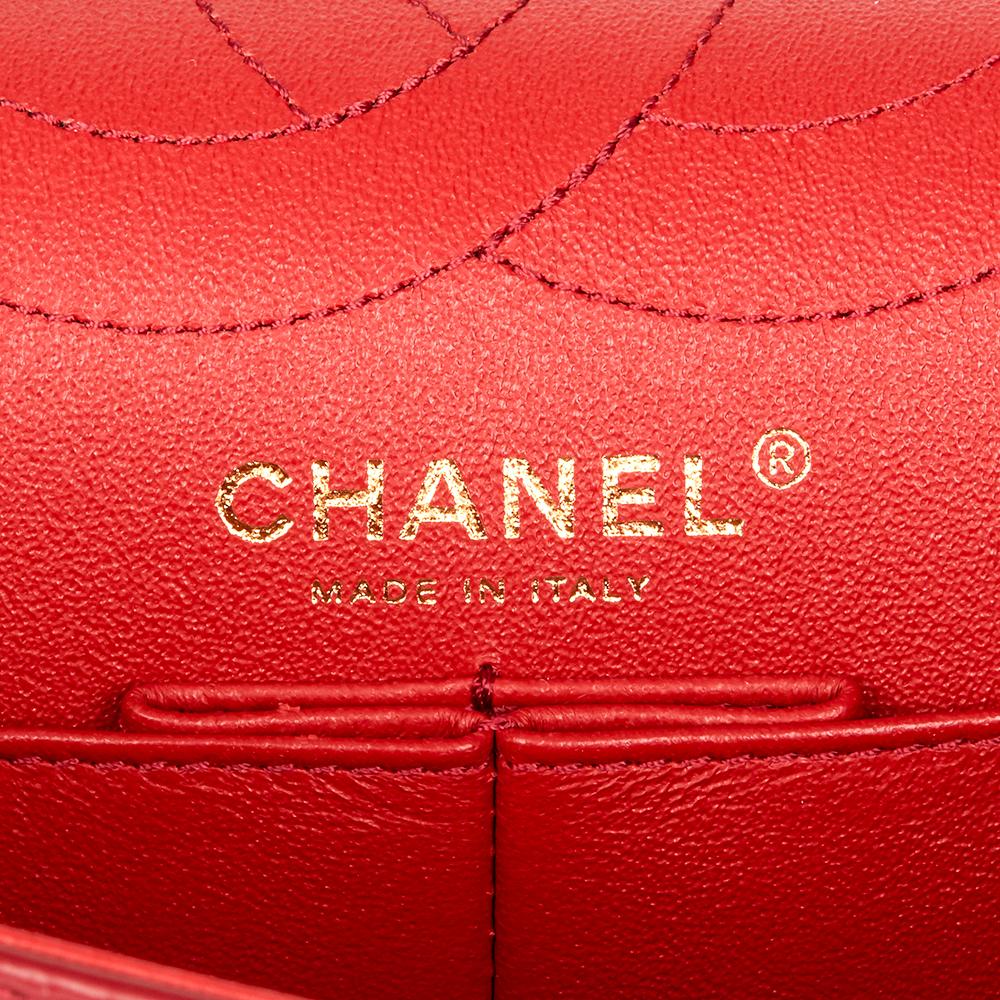 Women's 2017 Chanel Dark Red Chevron Quilted Aged Calfskin 2.55 Reissue 226 Double Flap