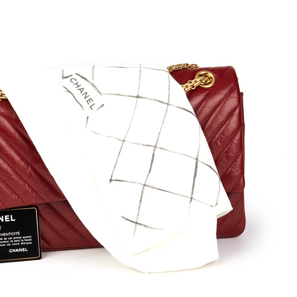 2017 Chanel Dark Red Chevron Quilted Aged Calfskin 2.55 Reissue 226 Double Flap 3