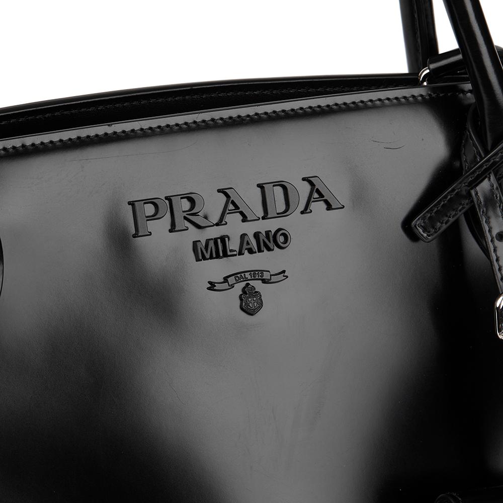 2017 Prada Black Patent Leather Monochrome Tote 1