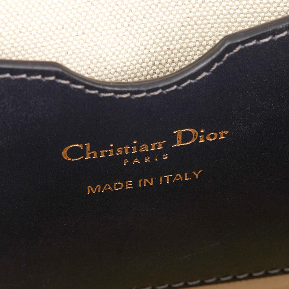 Women's 2017 Christian Dior Blue Monogram Canvas & Calfskin Leather Mini Oblique Tote