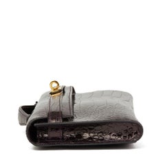 2016 Hermès Aubergine Shiny Porosus Crocodile Leather Kelly Cut