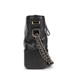 2018 Chanel Black Quilted Aged Calfskin Leather Gabrielle Hobo Bag