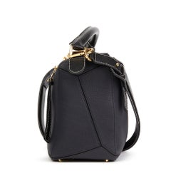 2017 Loewe Midnight Blue & Black Grained Calfskin Leather Puzzle Bag