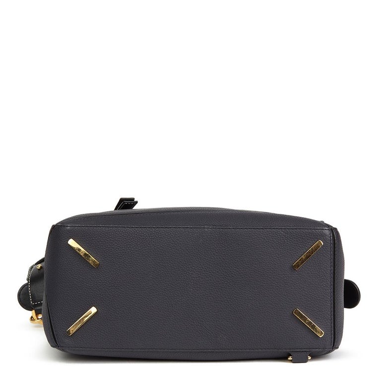 2017 Loewe Midnight Blue and Black Grained Calfskin Leather Puzzle Bag