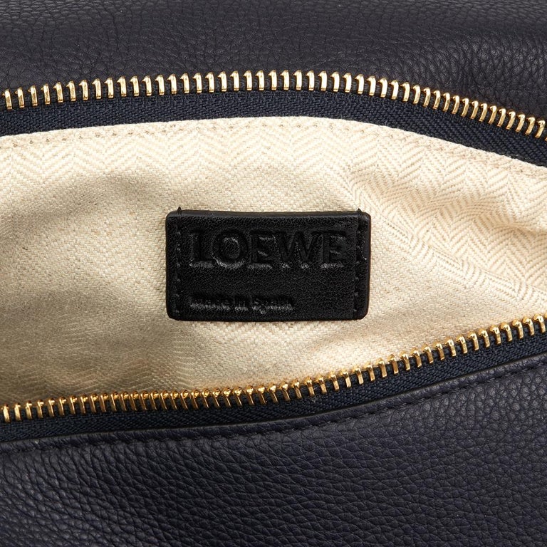 2017 Loewe Midnight Blue and Black Grained Calfskin Leather Puzzle Bag