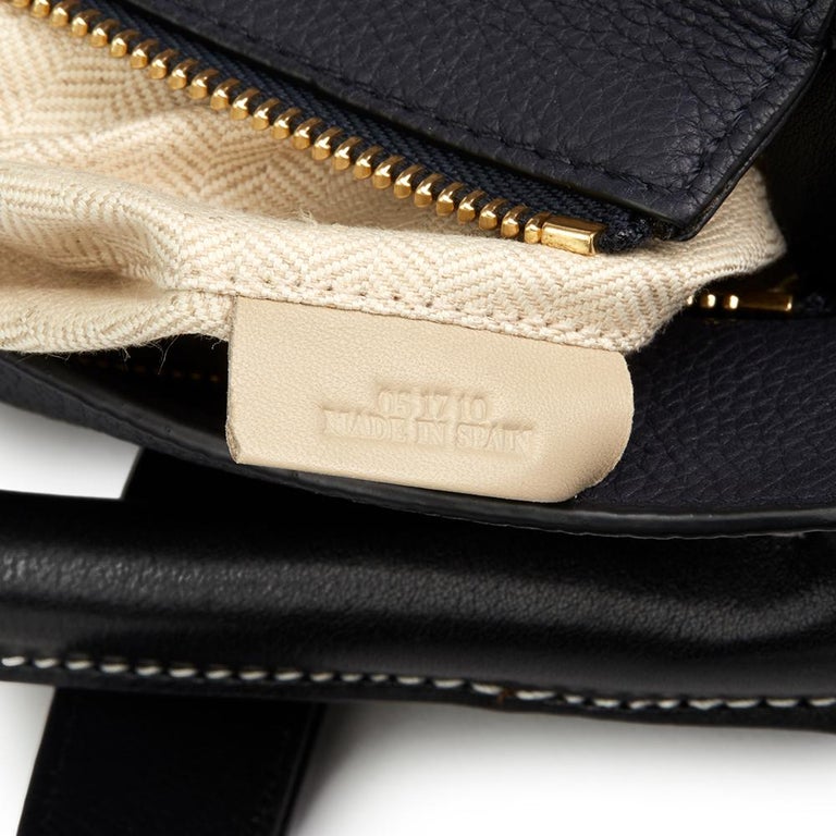 2017 Loewe Midnight Blue and Black Grained Calfskin Leather Puzzle Bag